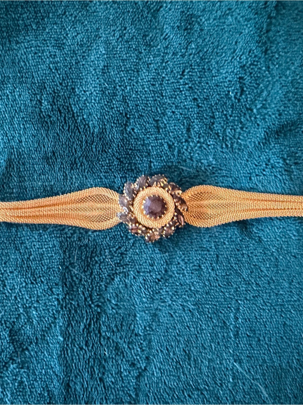 Gold-Tone Brown Crystal Flower Bracelet and Necklace Set - Vintage - Picture 3 of 4